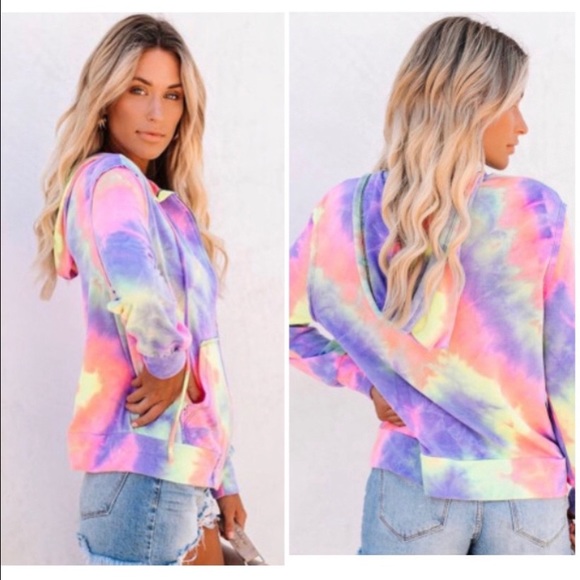 TRENDY TIE DYE ZIP UP HOODIE - Picture 2 of 4